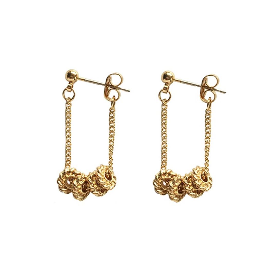 Four Rings Gold Dainty Earrings